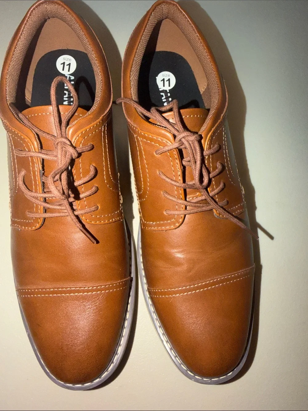 Alfani Men's Cognac Brown Leather Lace-Up Oxfords* NWOB or Tag